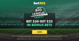 bet365 Big League Tuesday – $25 in Bonus Bets for MLB Wild Card Betting