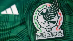 Mexico football shirt, badge and flag