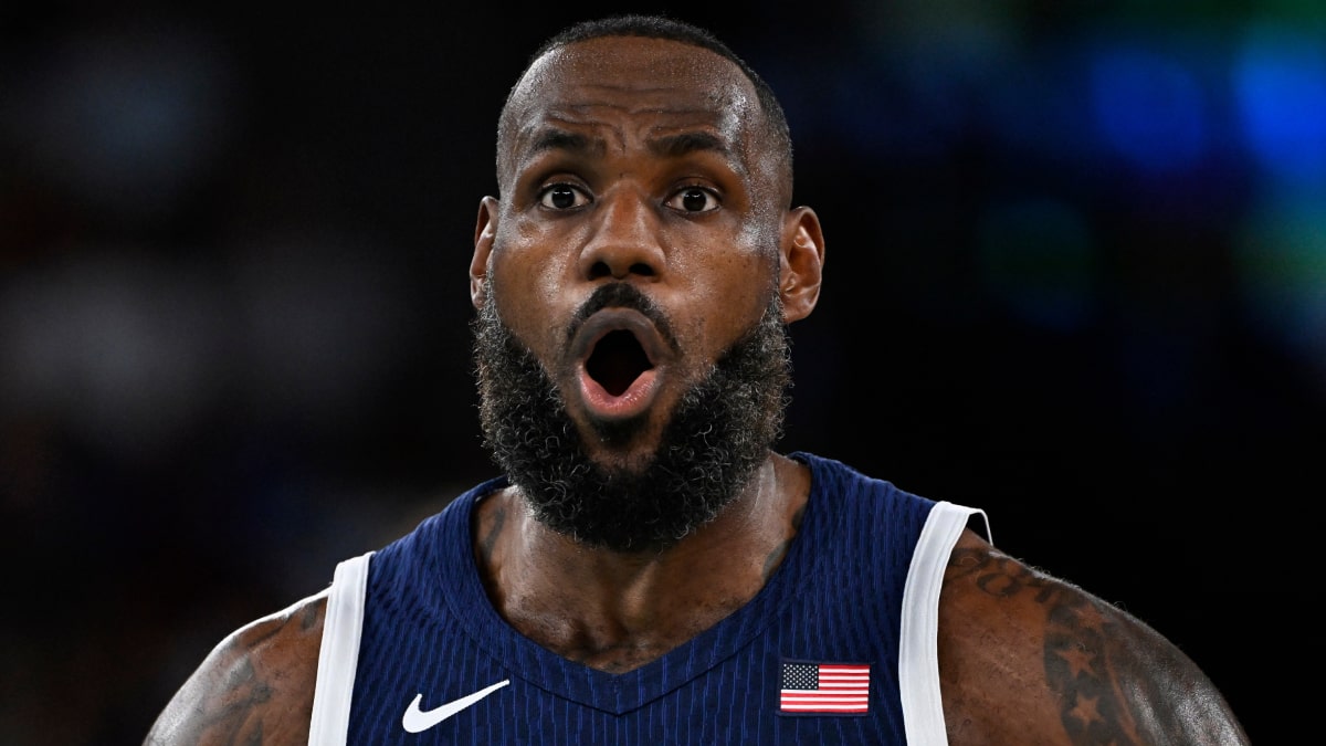 NBA star LeBron James playing basketball for Team USA