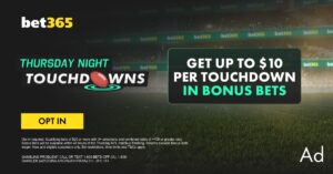 Thursday Night Touchdowns – Get up to $10 in Bonus Bets per TD on Bills vs Dolphins