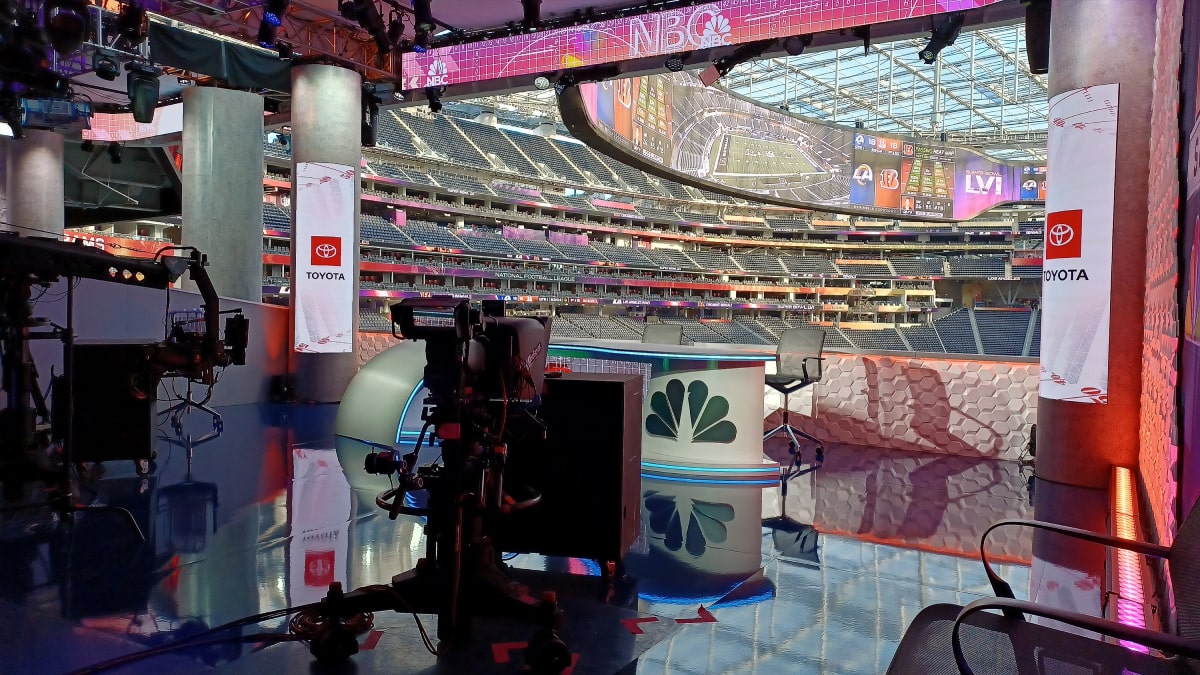 An NFL TV broadcasting studio