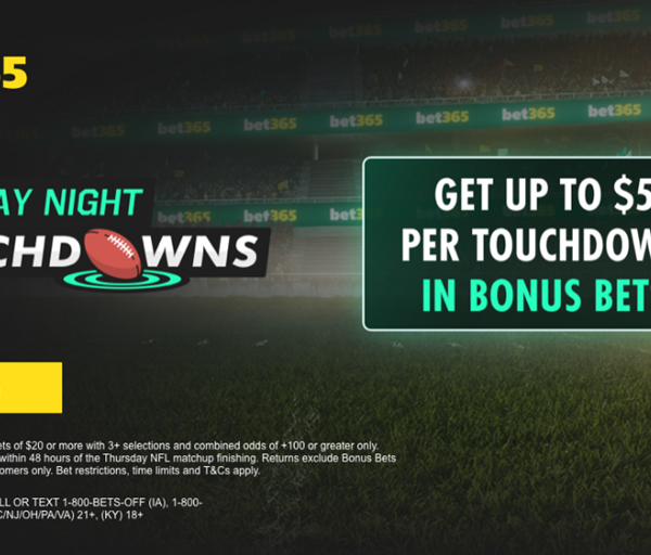 bet365 Thursday Night Touchdowns – Up to $5 Per TD in Bonus Bets for Steelers vs Browns