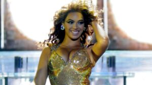 Music star Beyonce performing live