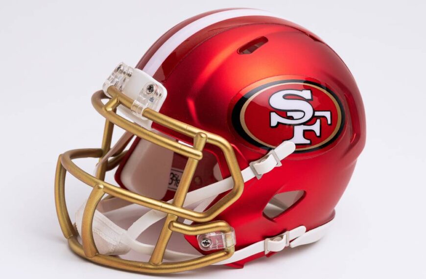 The helmet of NFL American football team the San Francisco 49ers