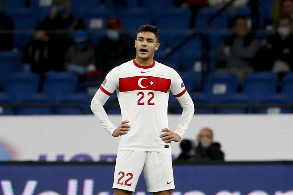 MOSCOW, RUSSIA - OCTOBER 11: Ozan Kabak (22) of Turkey reacts during the UEFA Nations League B - Group 3 match between Russia and Turkey at Dinamo Stadium in Moscow, Russia on October 11, 2020. (Photo by Sefa Karacan/Anadolu Agency via Getty Images)