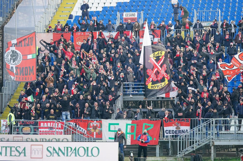 Brescia, Italy. 04th Dec, 2021. Monza Supporters during Brescia Calcio vs AC Monza, Italian soccer Serie B match in Brescia, Italy, December 04 2021 Credit: Independent Photo Agency/Alamy Live News - Image ID: 2H9BMT4