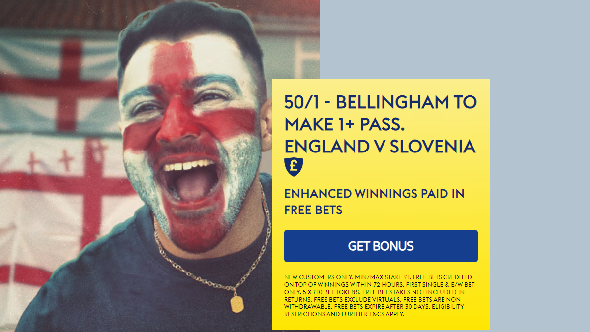 England v Slovenia Free Bets: Get 50/1 on Bellingham to Make 1+ Pass – Euro 2024 Sky Bet Sign Up Offer
