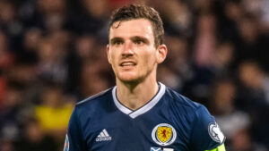 Andy Robertson playing football for Scotland