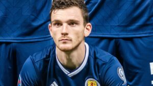 Andy Robertson playing football for Scotland