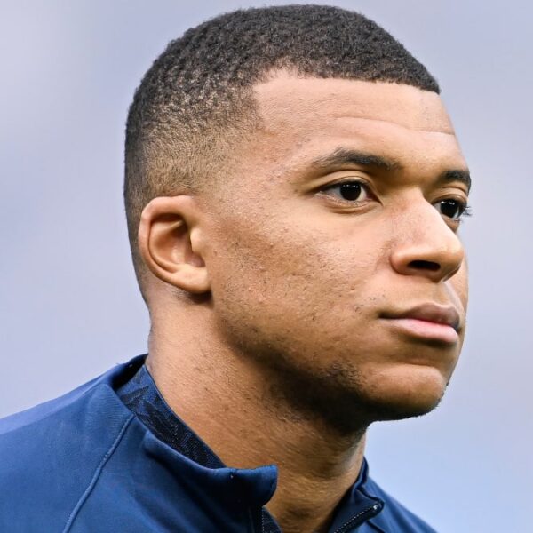 Kylian Mbappe playing football for France