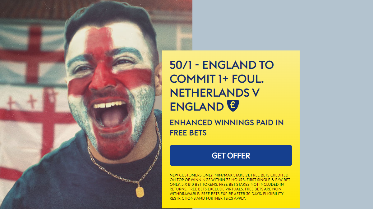 England v Netherlands Free Bets: Get 50/1 Odds on England to Commit 1+ Foul – Euro 2024 Sky Bet Sign Up Offer