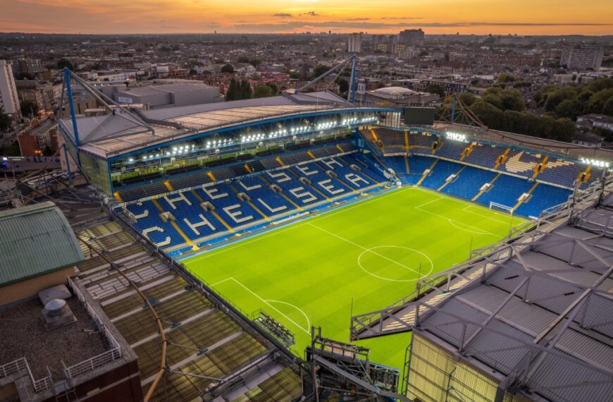 The Stamford Bridge home stadium of Chelsea Football Club