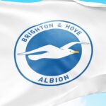 Brighton & Hove Albion Football club badge, banner and logo on flag