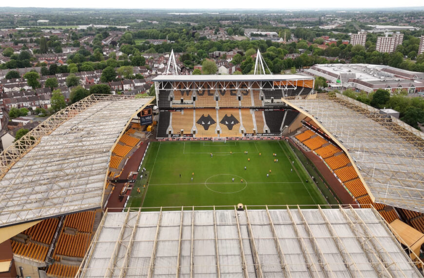 A photo of Wolves home stadium Molineux and the city of Wolverhampton