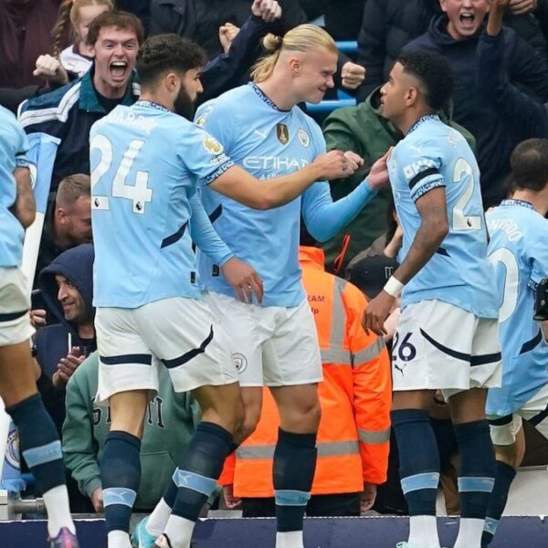 Manchester City vs Arsenal: Haaland nets 100th goal before Calafiori scores stunner