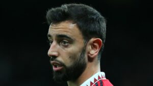 Bruno Fernandes playing football for Manchester United