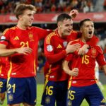 Spain celebrate a goal in the Nations League