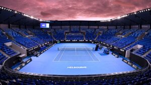 A photo of the Australian Open tennis Grand Slam tournament in Melbourne