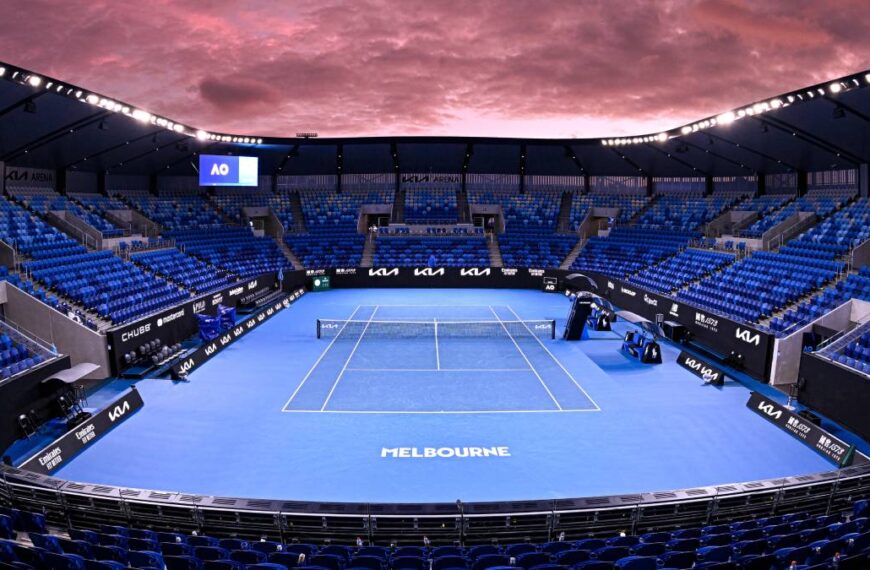 A photo of the Australian Open tennis Grand Slam tournament in Melbourne