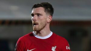 Andy Robertson playing football for Liverpool Football Club