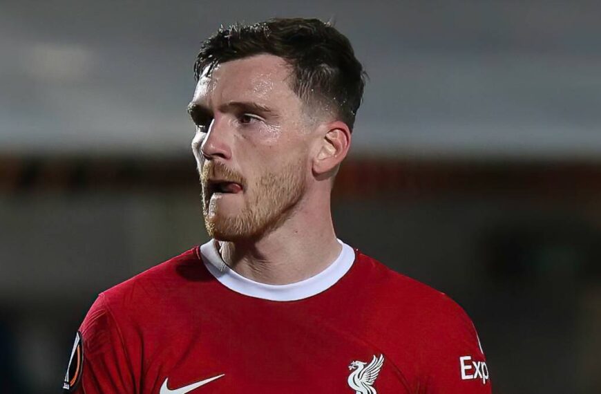 Andy Robertson playing football for Liverpool Football Club