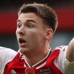 Kieran Tierney playing football for Arsenal